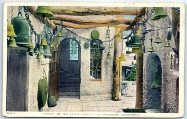 Postcard Garden of the Bells Glenwood Mission Inn Riverside California USA