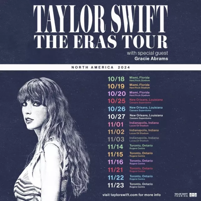 4 Taylor Swift Eras Tour tickets Indianapolis Indiana.  11/2/2024