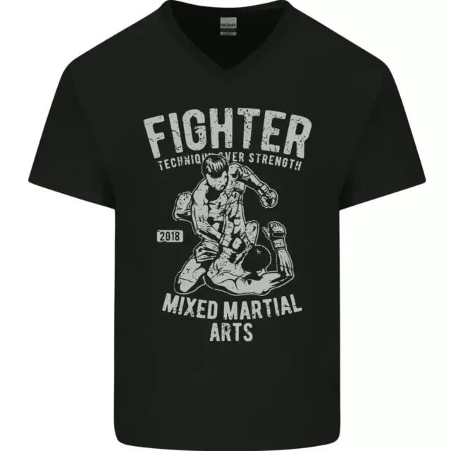 Mma Fighter Mma Mélange Arts Martiaux Gym Hommes Col V Coton T-Shirt