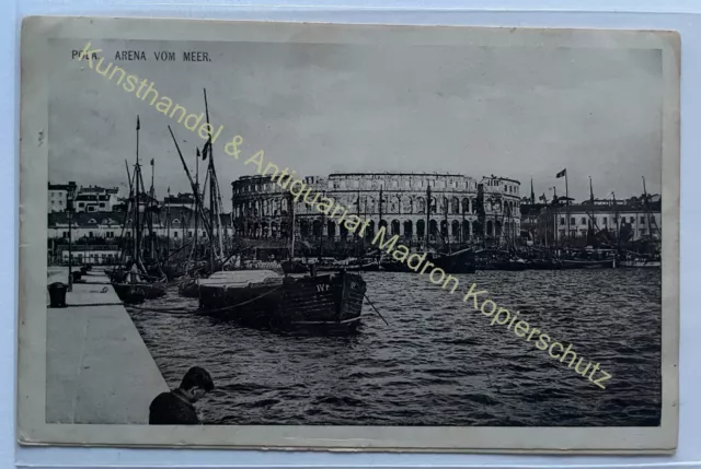 AK WK1 KUK Marine Pola Pula Istrien 1915 Schiff Seebataillion