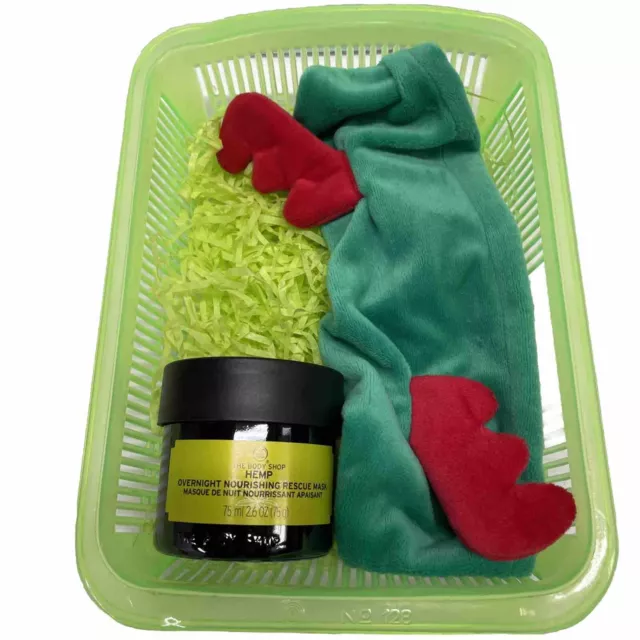 Body Shop Hemp Overnight Nourishing Rescue Mask Reindeer Head Band Gift Box