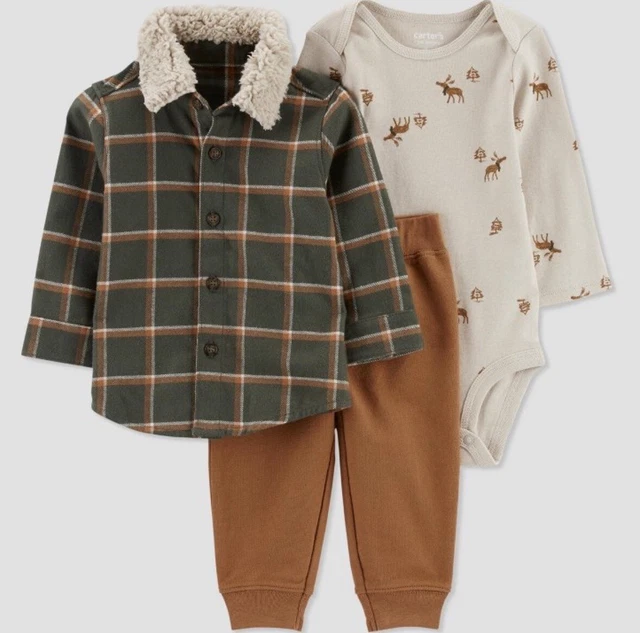 Carter’s Just One You Baby Boy Plaid Shacket & Bottom Set- 12 Month