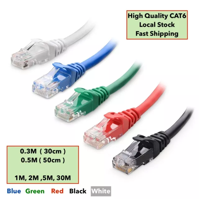 0.3m 0.5m 1m 2m 3m 5m Ethernet Network LAN Cable CAT6 1000Mbp Patch Lead RJ45