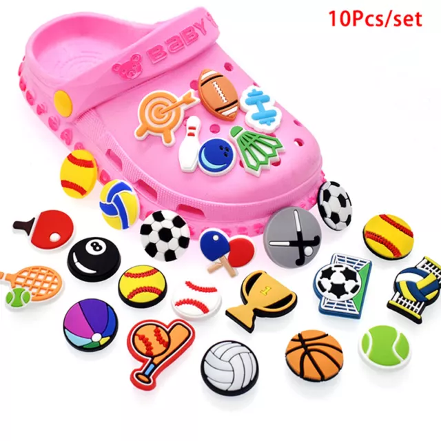 10 pz ciondoli per scarpe cartoni animati scarpe da palla sportive decorazione fibbia adatto Croc Wristbaul
