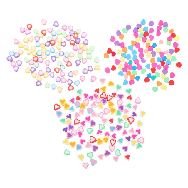 300 Pcs Clay Heart Bead Soft Clay Loose Beads Heart Pendant Candy