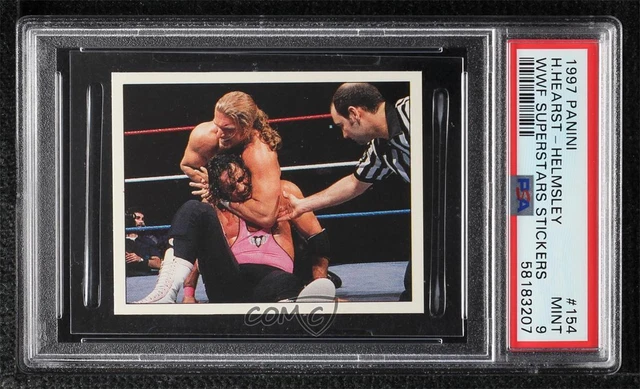 1997 Panini WWF Superstars Album Stickers Triple H Bret Hart #154 PSA 9 MINT