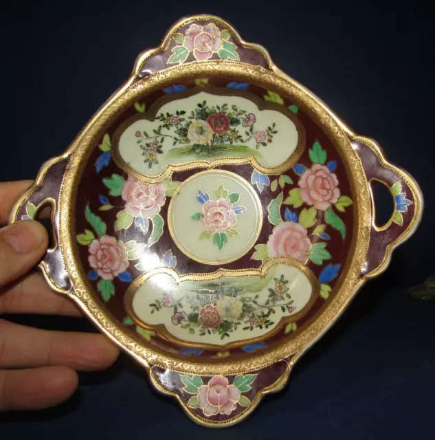 Assiette Noritake FAMILLE ROSE et or 1930 PORCELAINE DISH PORCELAIN JAPANESE 2