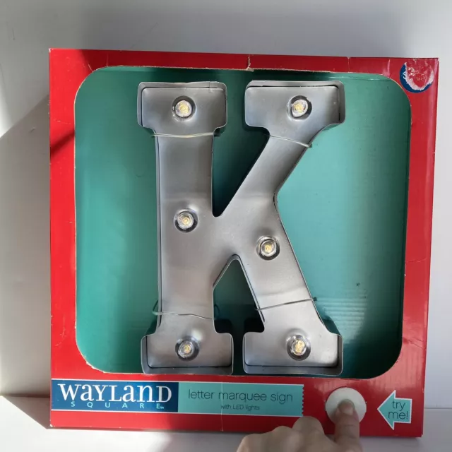 Light up Silver Metal MARQUEE LETTER K, no box, FREE batteries 2