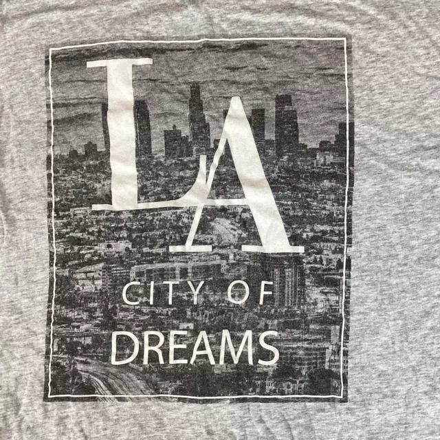 Forever 21 Womens T Shirt LA City Of Dreams Top Size Medium Short Sleeve Gray 2