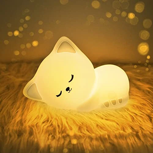 Cat Lamp Kitty Night Light Usb Rechargeable Cute Cat Night Light 16 Colors Breat
