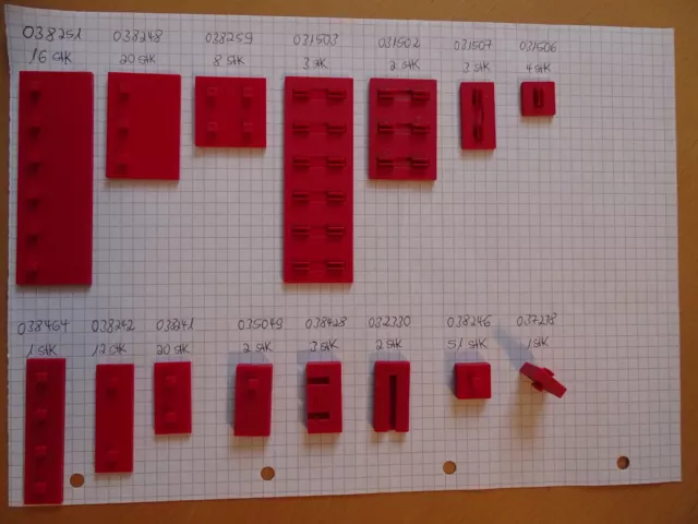 Fischertechnik, Bauplatten Bausteine +Zapfen Nut Clip, 148 Teile,rot, Konvolut 2 2