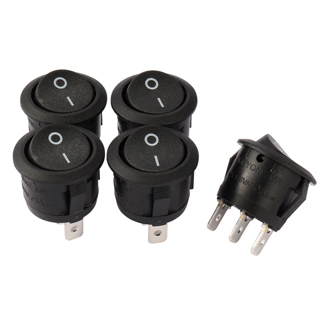 5pz AC250V/10A 125V/12A 3P SPDT I/O bottone Barca interruttore a bilanciere UL