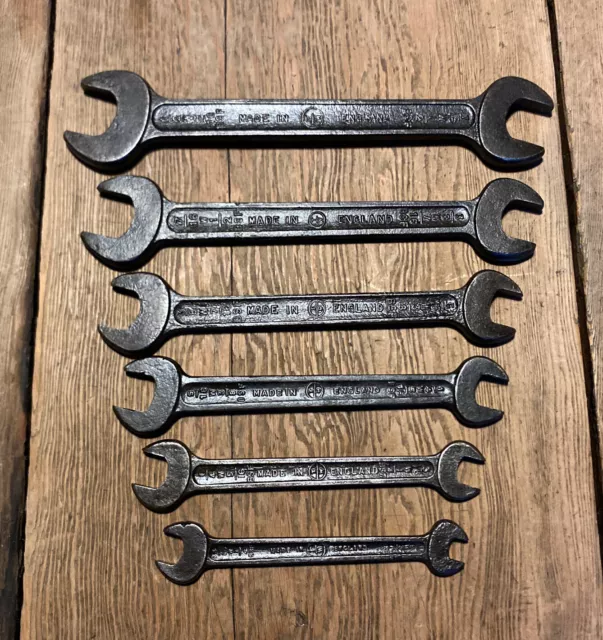 6 X Tw Superslim Spanners Whitworth Bsf Classic Car Vintage Old Tools  1/8-1/2”