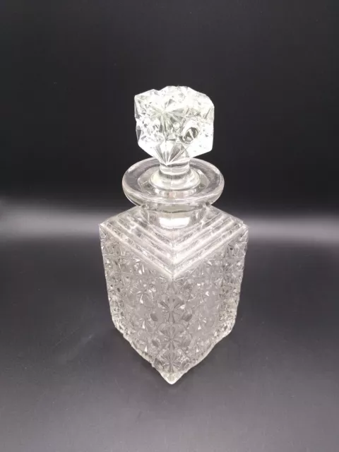 Daisy & Button EAPG 7.5" Decanter Bottle With Stopper Clear Glass READ -di