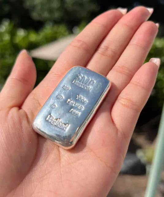 100g SMP Pure Silver Bullion Bar With A Birmingham UK Hallmark.