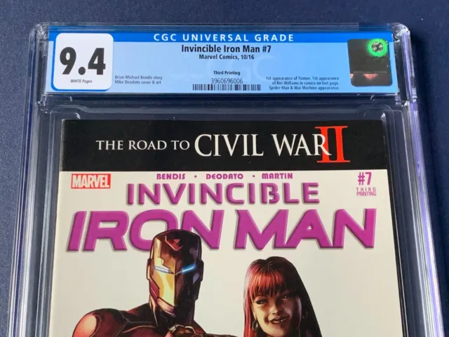 Invincible Iron Man #7 CGC 9.4 NM 3rd Print Cameo 1st Riri Williams Ironheart 2