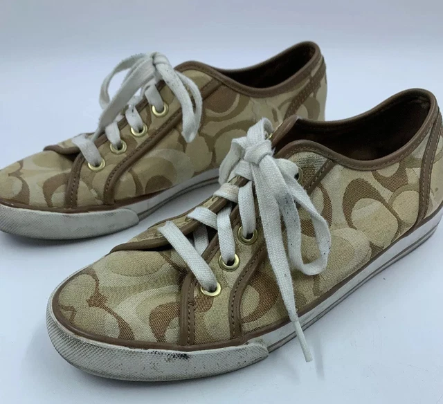Coach See Sneakers Womens 7 Signature Canvas Leatherware READ