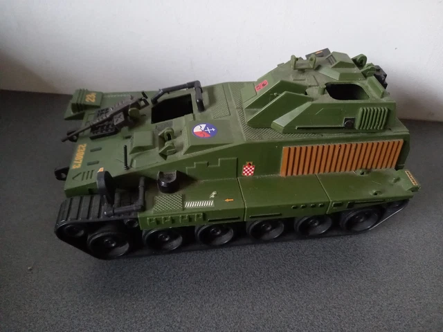 JOUET ANCIEN VÉHICULE MILITAIRE CHAR TANK en PLATRE et FARINE 10,5 cm