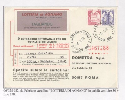 STORIA POSTALE castelli bobina CARTOLINA CONCORSI 1982 CIB_140 