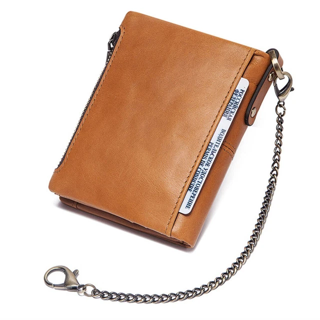 Mens Genuine Leather Wallet RFID Credit Card Holder Biker Trucker with Chain 13