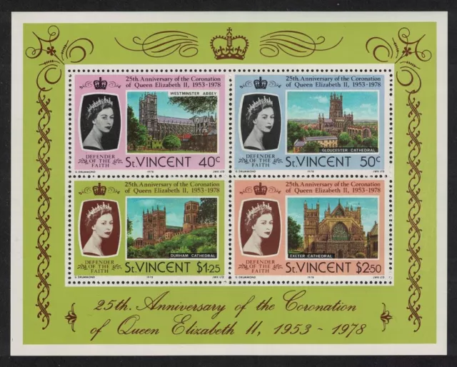 SALE St. Vincent 25th Anniversary of Coronation MS 1978 MNH SG#MS560