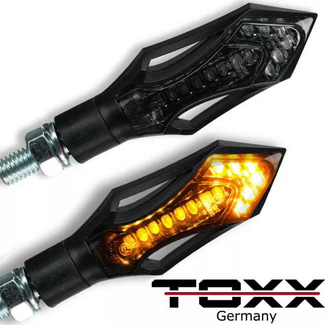 ToXx LED Motorrad Mini Blinker Hatch schwarz smoke getönt 12V E-geprüft 2 Stück