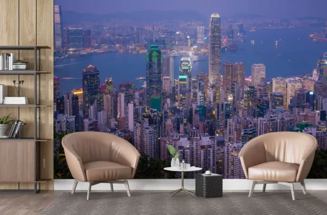 3D Hong Kong City Night Scene Wallpaper Wall Murals Removable Wallpaper 124