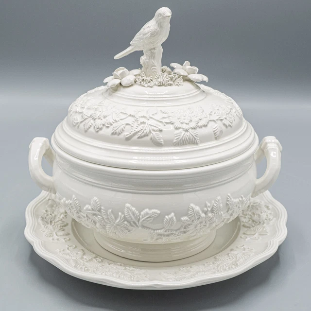 Mottahedeh Museum Reproduction Bird Musee Des Arts Small Tureen Lid Underplate 2