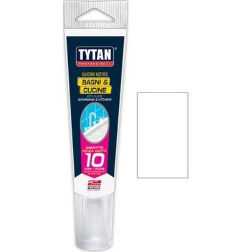 Silicone acetico bagni e cucine in tubetto tytan bianco rapido ml  60 (6 pezzi)