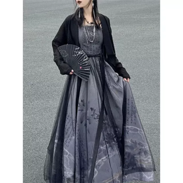 Summer Improved Chinese Traditional Hanfu Dress 2Piece Set Women Cosplay Costume