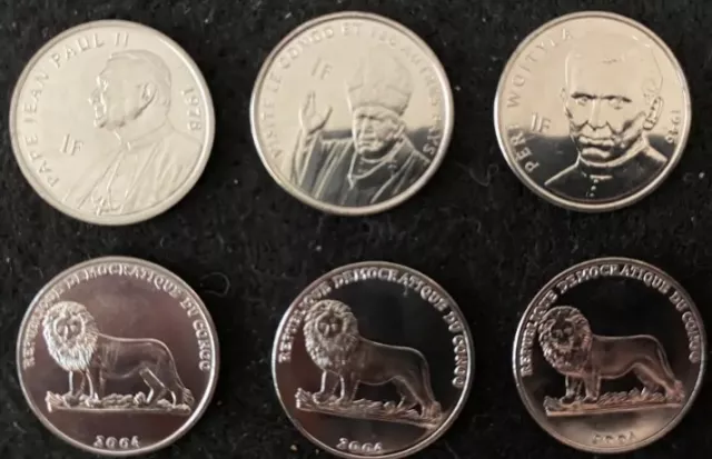 Congo D.R. 100 UNC Coins Set POPE Francs World Coins. Collector/Dealer Lot.