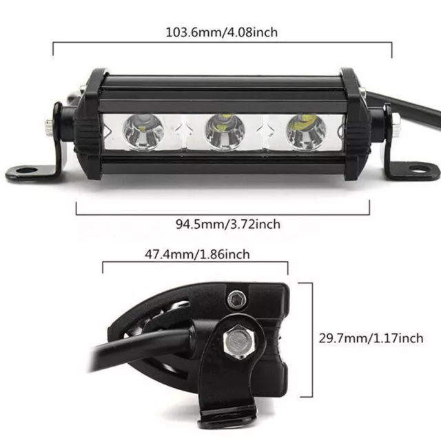 4in 9W 3LED 6000K Work Light Bar Spot Lamp For SUV Boat Offroads Truck ATV SLS