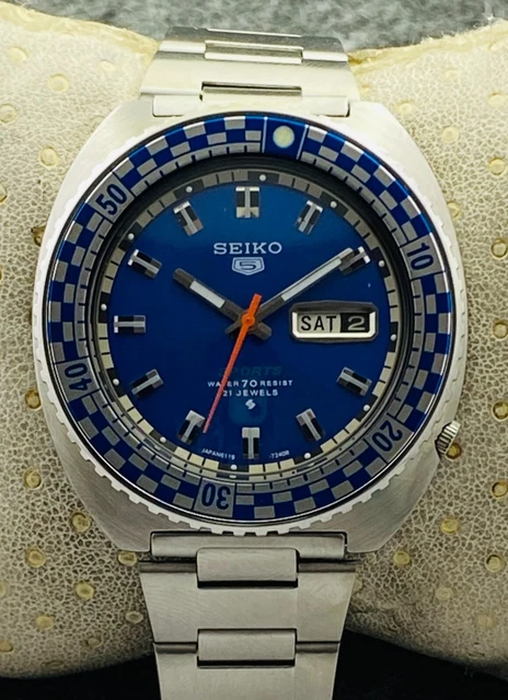 Vintage Seiko 5 Sports Rally Diver Automatic 6119-7173 Japan Made Men Watch 1970
