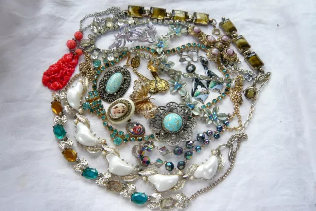 Job Lot Of Vintage Costume Jewellery Spares Repairs Harvest