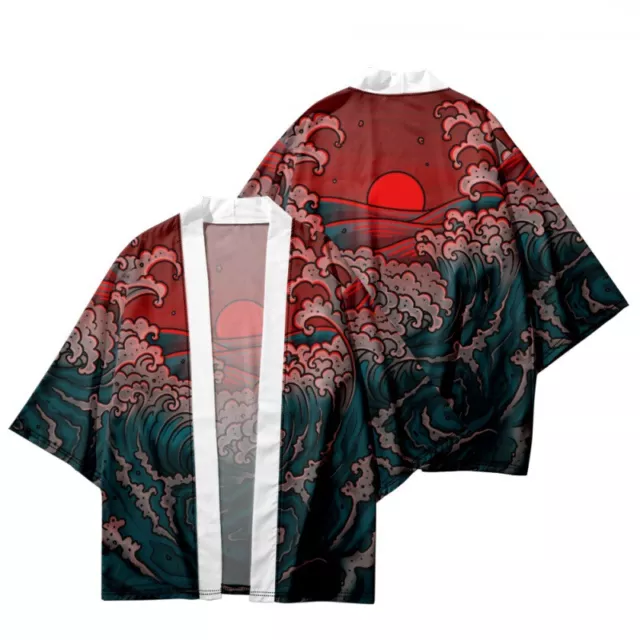 Giapponese Rétro Arte Uomo Kimono Cardigan Yukata Cappotto Larga 3/4 Maniche