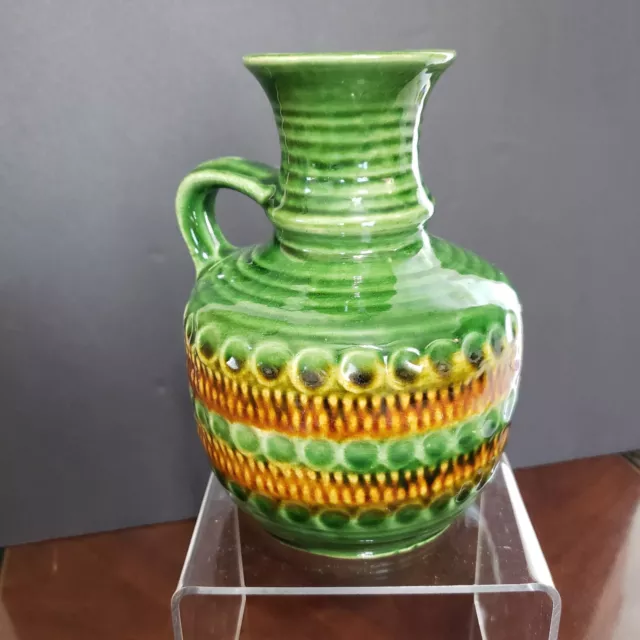 vtg WEST GERMAN WGP  Mid Century BAY KERAMIK GREEN RUST FAT LAVA ERA VASE