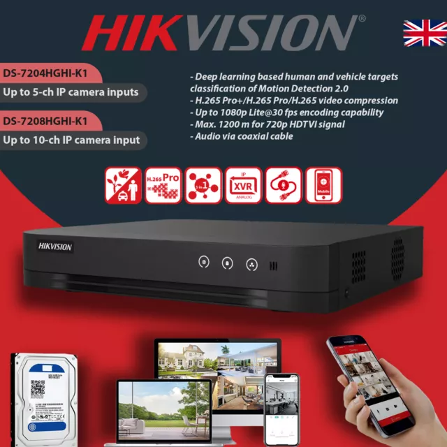 Full Hd 1080P Hikvision Cctv Smart Ir Wdr Outdoor Audio Camera System Dvr Kit Uk 2