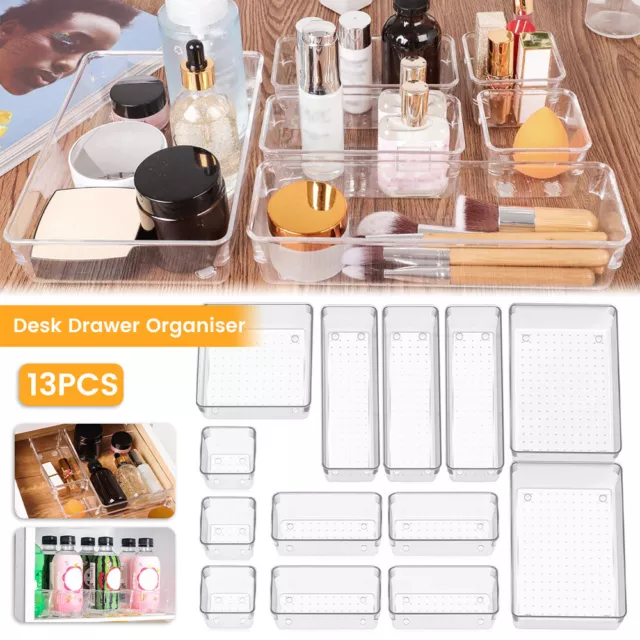 Desk Drawer Divider Storage Box Cosmetics Organiser Home Kitchen Tidy Tray⎑ .0