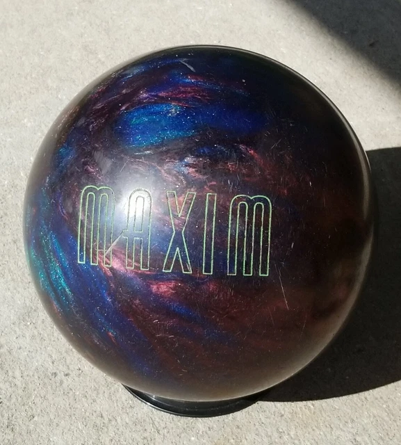 Vtg 10 lb 2.5 oz Ebonite Maxim Bowling Ball Rws Green Blue Swirl Sparkle RH