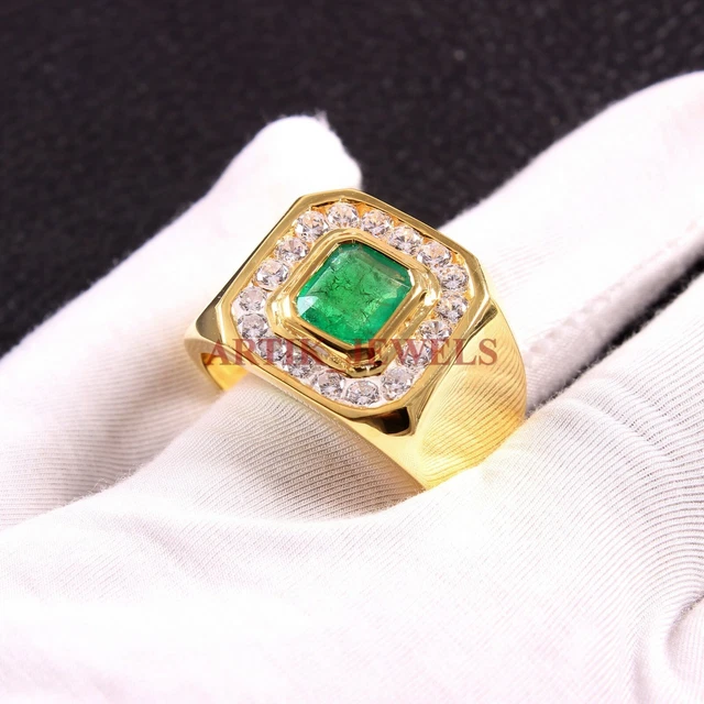 Solitaire accompagné fleur plaqué or et oxyde de zirconium vert SO OR