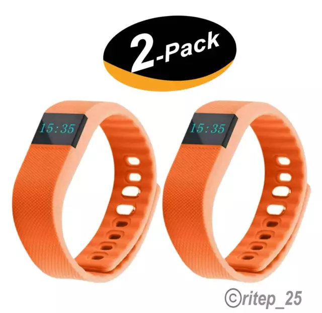 2 Pack TW64 Waterproof Bluetooth 4 Activity Tracker Sport Bracelet (Orange) -New