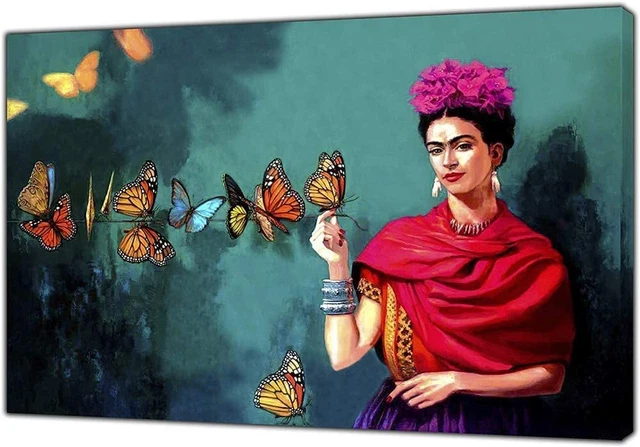 FRIDA KAHLO CANVAS Poster Print Frida Kahlo Butterfly Print On Canvas 