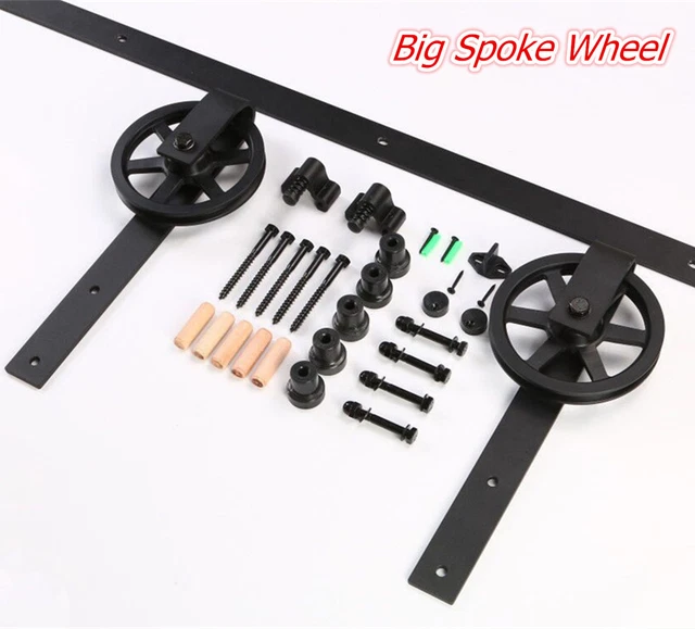 5-15FT Vintage Strap Spoke Wheel Sliding Wood Barn Door Hardware Single/Double