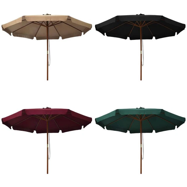 SONNENSCHIRM MIT HOLZMAST Ampelschirm Gartenschirm Strandschirm 330cm ...