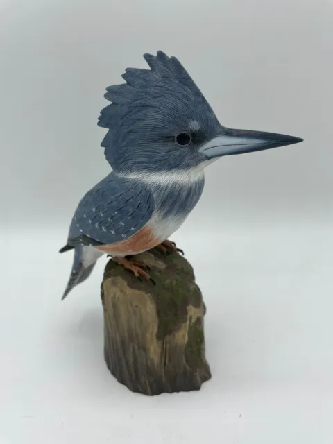 Female Belted Kingfisher Original Wood Carving