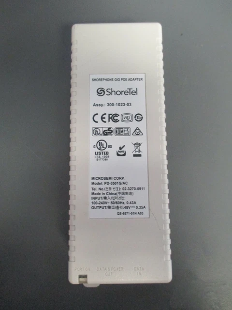 ShoreTel  PD-3501G/AC Shore Phone Gig POE Adapter 300-1023-03 USED