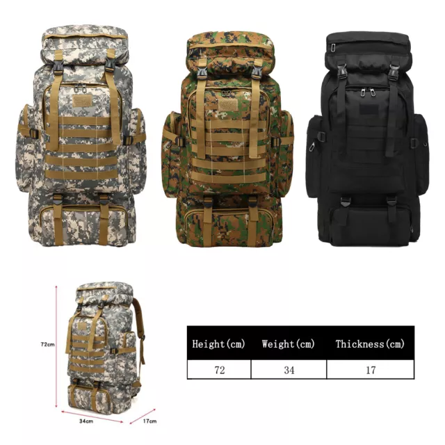 45L-80L Tactical Military Hiking Camping Backpack Trekking Rucksack Outdoor Bag 2