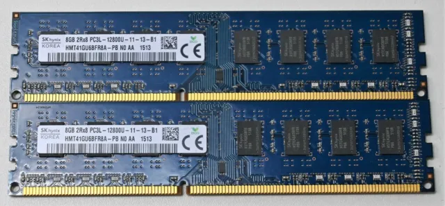 16 GB (2x8GB) DDR3 PC3L-12800U 1600 MHZ NON ECC  240 PIN Computer PC RAM Memory