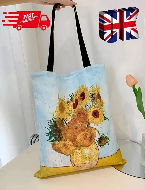 Tote Bag Sunflowers Vincent Van Gogh Shoulder Shopping Bag storage carry grocery