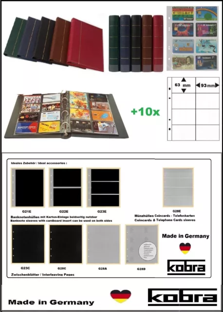 Telefonkartenalbum Ringbinder Rot Luxus KOBRA G29-R 10x G28E Einsteckhüllen